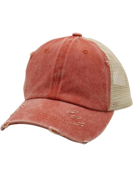 〽️Women Light Orange High Ponytail Baseball Cap Trucker Bad Hair Day Adjustable main image 7
